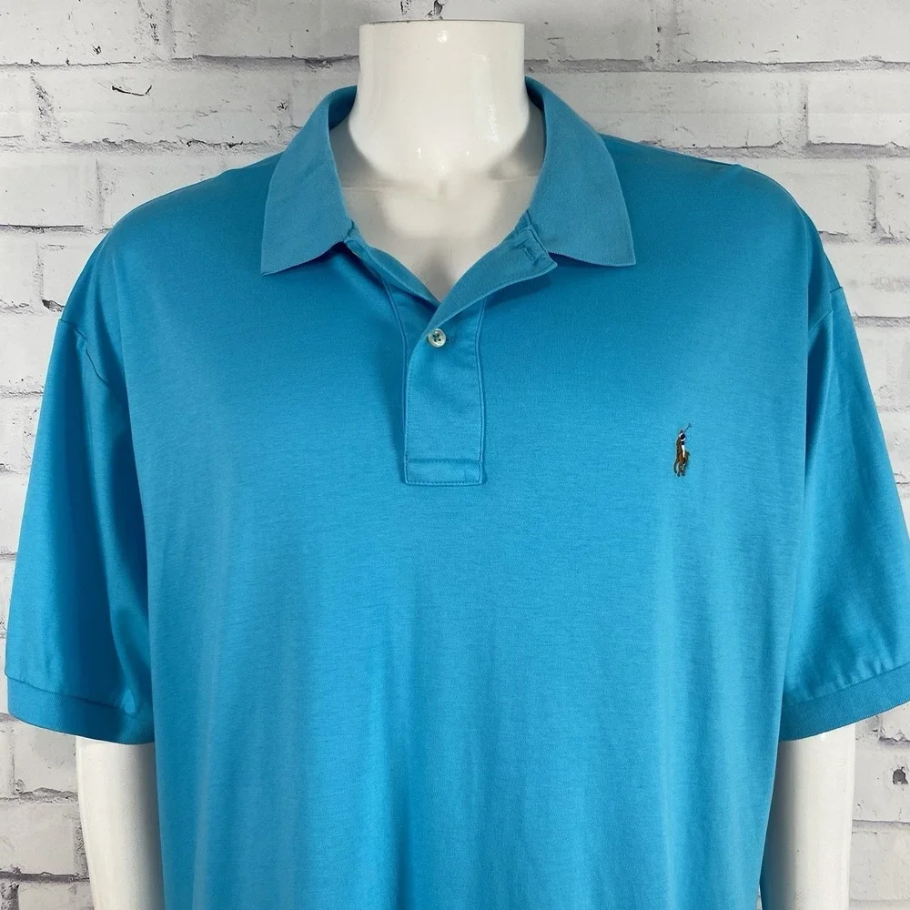Polo Ralph Lauren Shirt Men's 3XB Big Polo Shirt Pima Soft Touch Blue S/S